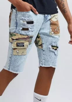 Reason Clothing Camo patchwork Mid-Length Jean shorts -Disney Princess shop Belk 1067