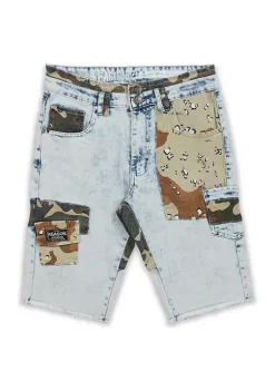 Reason Clothing Camo patchwork Mid-Length Jean shorts -Disney Princess shop Belk 1068