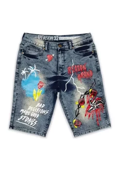 Reason Clothing MOVE IN SILENCE MID-LENGTH JEAN SHORTS
