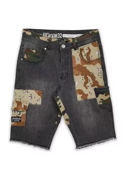 Reason Clothing Blackout Mid-LengthJean Shorts
