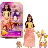 Disney Princess Belle Doll with Shiny Clothing, Tea Cart, Friends and Food Pieces Playset